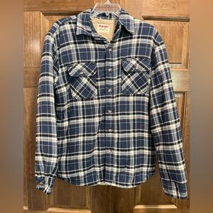 Wrangler Navy Checkered Faux Fur Lined Jacket, Size Large